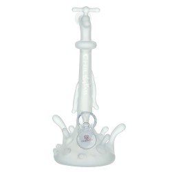 8" Chill Glass Sand Blasted Water Faucet Beaker Water Pipe - [JLE-51]