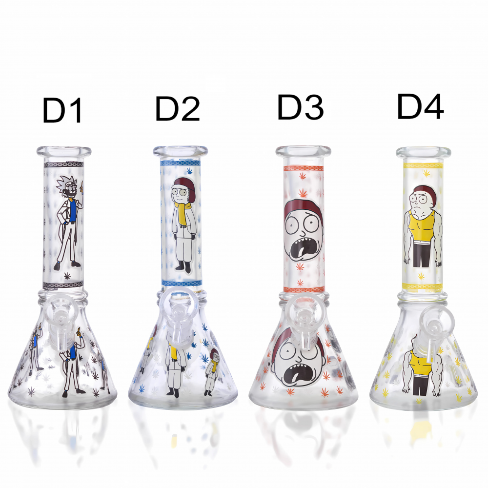 8" GITD Leaf Beaker Water Pipe – 14F Glow Bong 8" Glow-in-the-Dark Leaf Beaker Water Pipe with 14 mm Female Joint