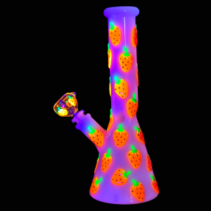 10.5" Radiant Reds In The Dark : Strawberry Art Water Pipe - [GB729]