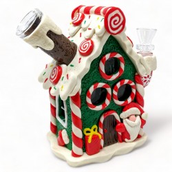 5" Candy Cane Cheers Santa's Special Water Pipe - [GB750] 