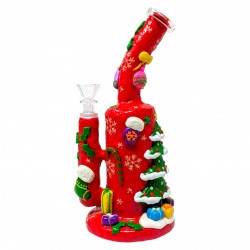 9.5" Jingle All The Way To A Merry & Bright Christmas Glow In The Dark Water Pipe - [GB752]