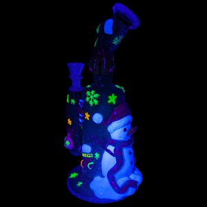 10" Carve A Merry Moment Xmas Bliss In Every Inhale Glow In The Dark Water Pipe - [GB753]