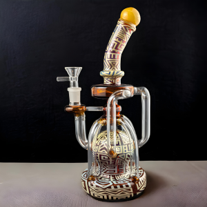 10" Global Flow Line Artistry Wordly Connections Recycler Water Pipe - [GB764]