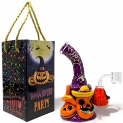 7" Spidey Spin Silly Squash Pumpkin Art Water Pipe - [GB789]