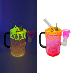 6.5" Fruity-Wine Bling Glimmering Aura Glow in The Dark Mug Water Pipe - [GB829]