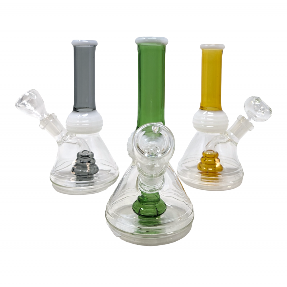 6   Mini Assorted Stacked Showerhead Perc Beaker Water Pipe - [GJ103]