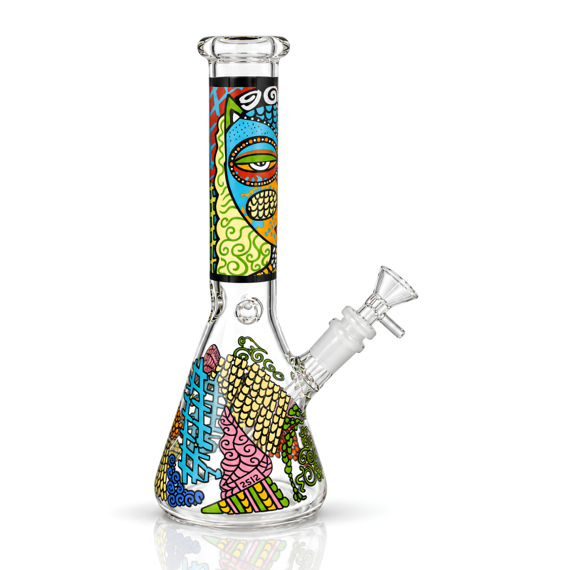 10" Multicolored Pop Art Ice Catcher Beaker Water Pipe