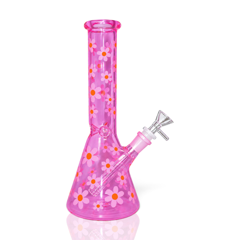 10" Vibrant Daisy Flower Decal Art Beaker Water Pipe