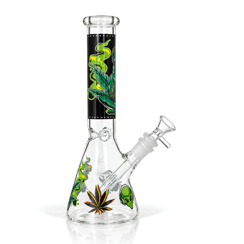 10" Alien & Graphic Theme Decal Art Beaker Water Pipe