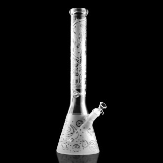 18.5" Ancient Echoes Frosted Beaker Water Pipe - Clear