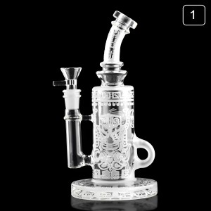 9" Tribal Phoenix Deep Etching Sandblasted Incycler Water Pipe