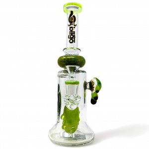 BIIGO Glass By Lookah - 11" The Floral Elegance In Glass PeekMouth Perc Water Pipe - Slime Green [GT042]