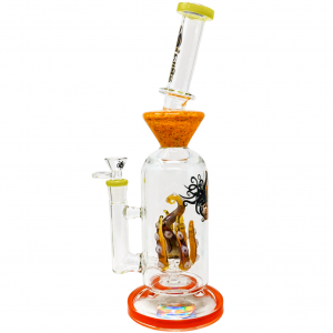 BIIGO Glass By Lookah - 13.5" Crossneck Tentacular Perc Water Pipe Orange - [GT049]