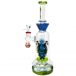 BIIGO Glass By Lookah - 14" Frightful Stare Toothsome Perc Water Pipe - Blue  [GT050]