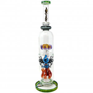 BIIGO Glass By Lookah - 15.5" Duo CreepGaze & TentaFun Perc Water Pipe - Transparent Black  [GT055]