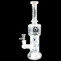BIIGO Glass By Lookah - 12" Tattooed Wonder Sand Blasted Water Pipe Black [GTG-02-BK]