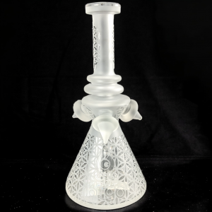 BIIGO Glass By Lookah - 9" Geometric Art Sand Blasted Beaker Water Pipe [GTG-04-CL]