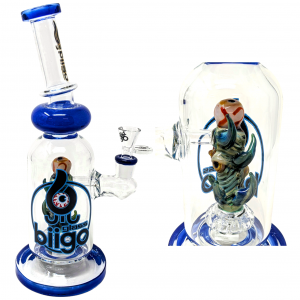BIIGO Glass By Lookah - 12" Poly-Horned Splendor Spectacle Perc Water Pipe - [GTG-16]