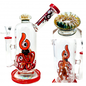 BIIGO Glass By Lookah - 9" Tentacool Perc Stunning Glass Water Pipe [GTG-18]