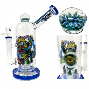 BIIGO Glass By Lookah -  10" Horned GazeBite Chompers Perc Water Pipe [GTG-21]