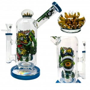 BIIGO Glass By Lookah -  10" Horned GazeBite Chompers Perc Water Pipe [GTG-21]