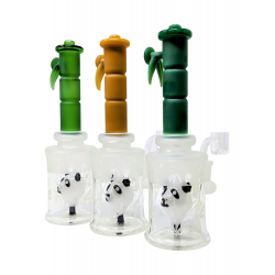 8.5" Panda Perc Color Tube Frosted Art Rig W/Quartz Banger - [HAJ2213]