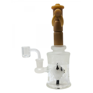 8.5" Panda Perc Color Tube Frosted Art Rig W/Quartz Banger - [HAJ2213]