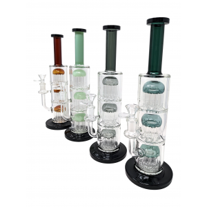 12.5" Triple Re-Inforce Tree Perc Straight Neck Water Pipe - [HAJ2222]