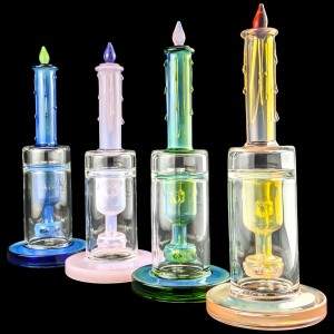 10" Illuminate Your Smoke Sessions - Candlelit Serenity W/ Sprinkler Perc and glass dabber, Water Pipe - [HAJ2244]
