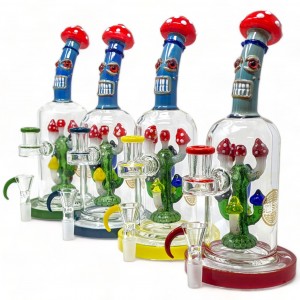 On Point Glass - 10" Laughing in the Forest Matric Mushroom Tree Perc Water Pipe - [HAJ2257]