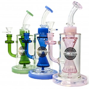 On Point Glass - 9" Curve of Time's Embrace Beaker Matrix Perc Water Pipe [HAJ2263]