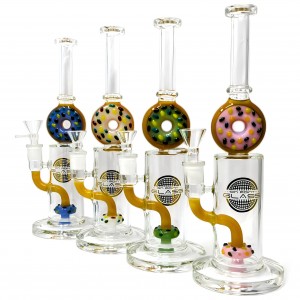 On Point Glass - 11" Circles of Coolness Donut Perc Water Pipe [HAJ2265]