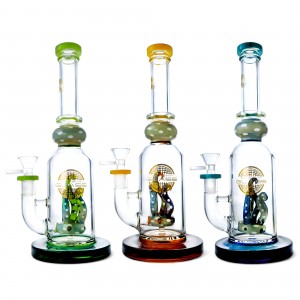 On Point Glass - 10.5" Seaside Sensation, Tentacles Perc Amber Fumed Bottle Bliss Water Pipe [HAJ2271]