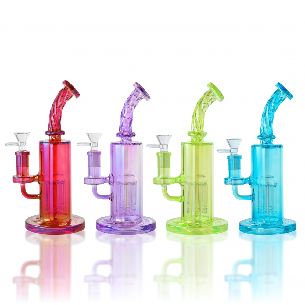 Twisted Neck Tree Perc Cylindrical Water Pipe 9" 9‑Inch Twisted Neck Cylindrical Water Pipe with Tree Percolator