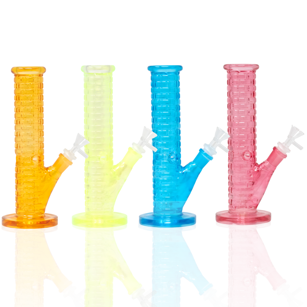 9.5 inch brick textured straight glass water pipe