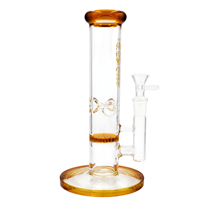 9" Ice Pinch Straight Tube Honeycomb Perc Glass Water Pipe