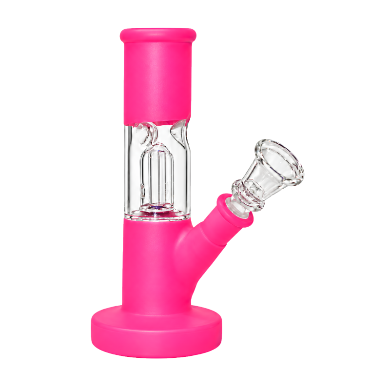 6" Single Dome Perc Frosted Color Straight Tube Water Pipe