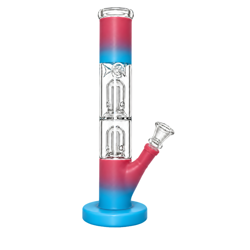 10" Double Dome Perc Ombre Straight Tube Water Pipe