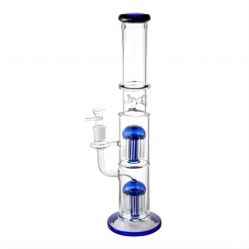 17" Dual Tree Perc Straight Tube Water Pipe - [HXCP001]