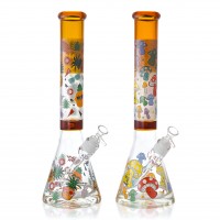 16" 25mm Thick Base Glow In The Dark Art Beaker Bong - Pineapple