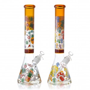 16" 25mm Thick Base Glow In The Dark Art Beaker Bong - Pineapple