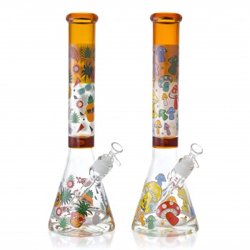 16" 25mm Thick Base Glow In The Dark Art Beaker Bong - Pineapple
