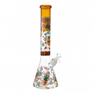 16" 25mm Thick Base Glow In The Dark Art Beaker Bong - Pineapple