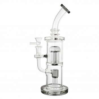 11" Cylindrical Cloud Chaser Dual Tree Perc Water Pipe - Smoke [HXCP016]