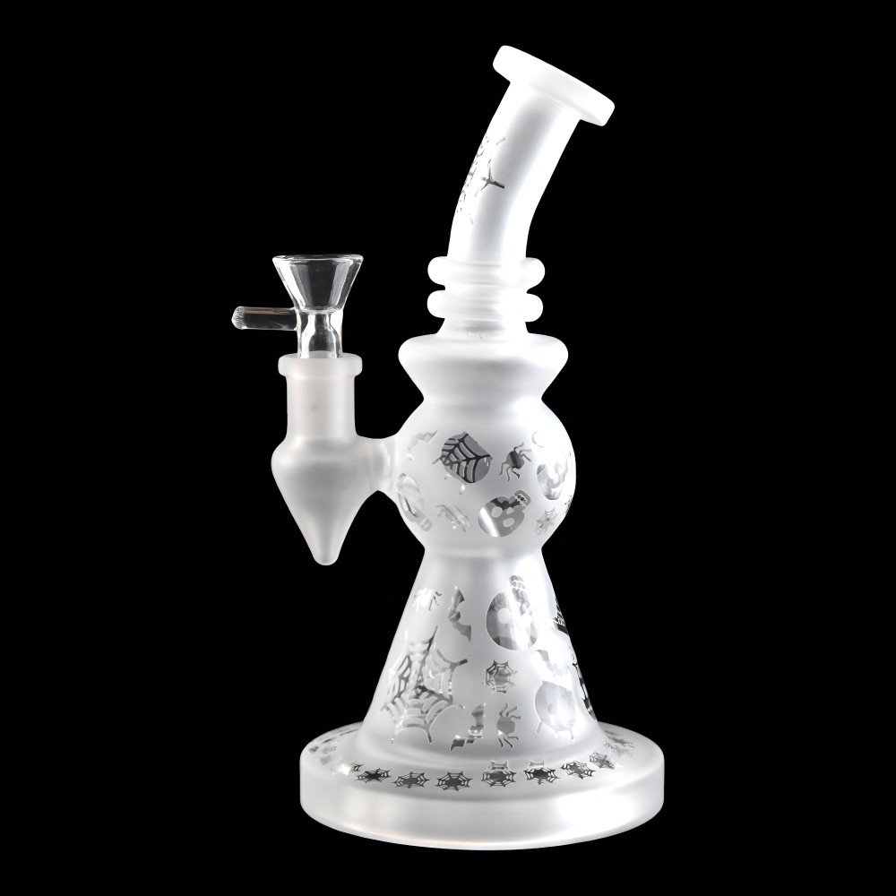 9-inch Halloween Art Frosted Water Pipe – Spooky Glass Design