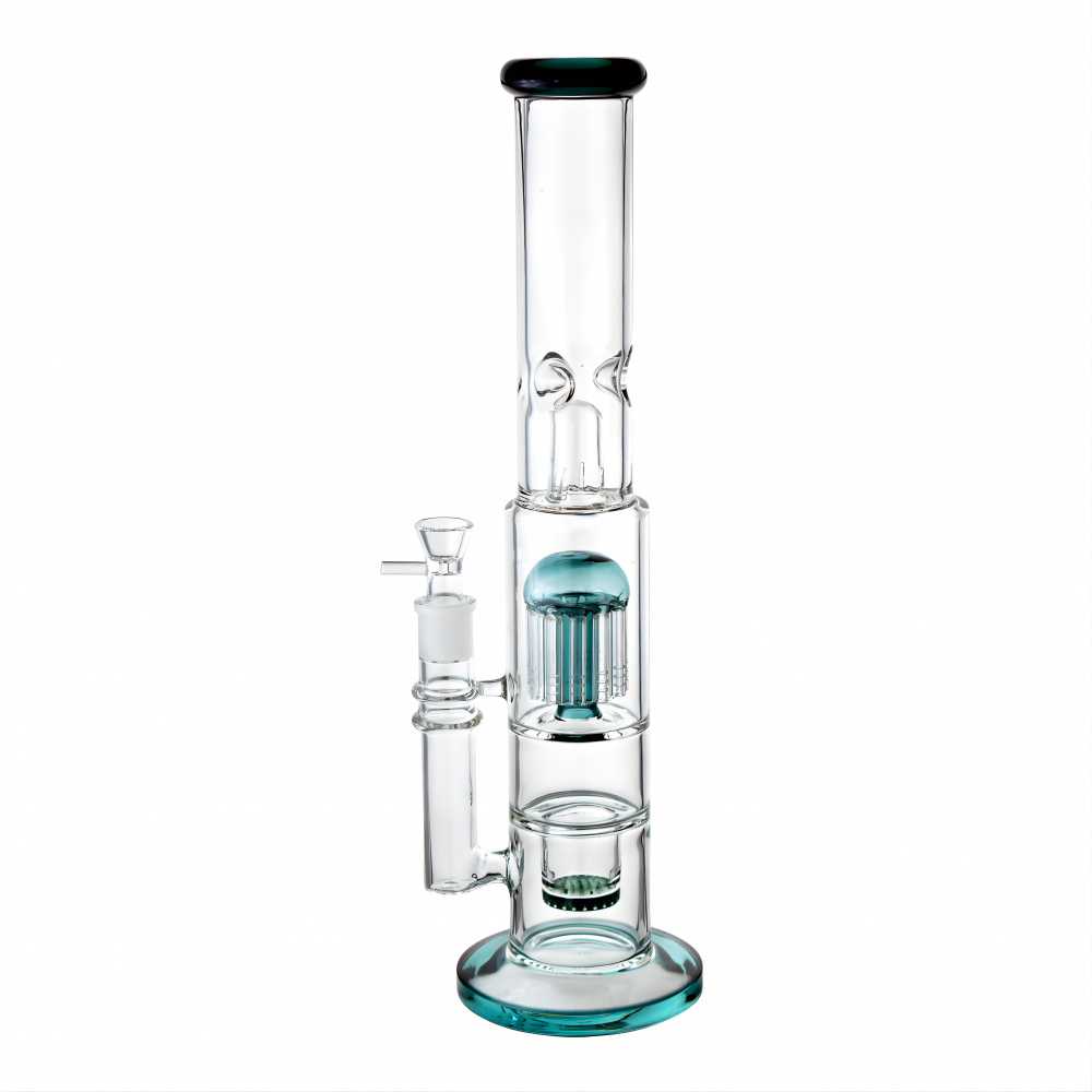 16.5-inch Honeycomb & Tree Perc Straight Tube Water Pipe – Dual Perc Glass Bong