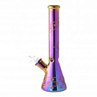 13" Spiral Dot Electroplated Beaker Water Pipe - Assorted [HXCP103E]