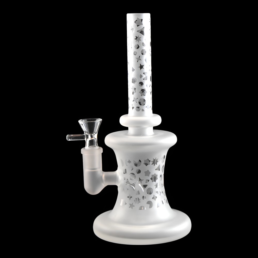 10-inch Geometric Shape Frosted Water Pipe – Modern Glass Design