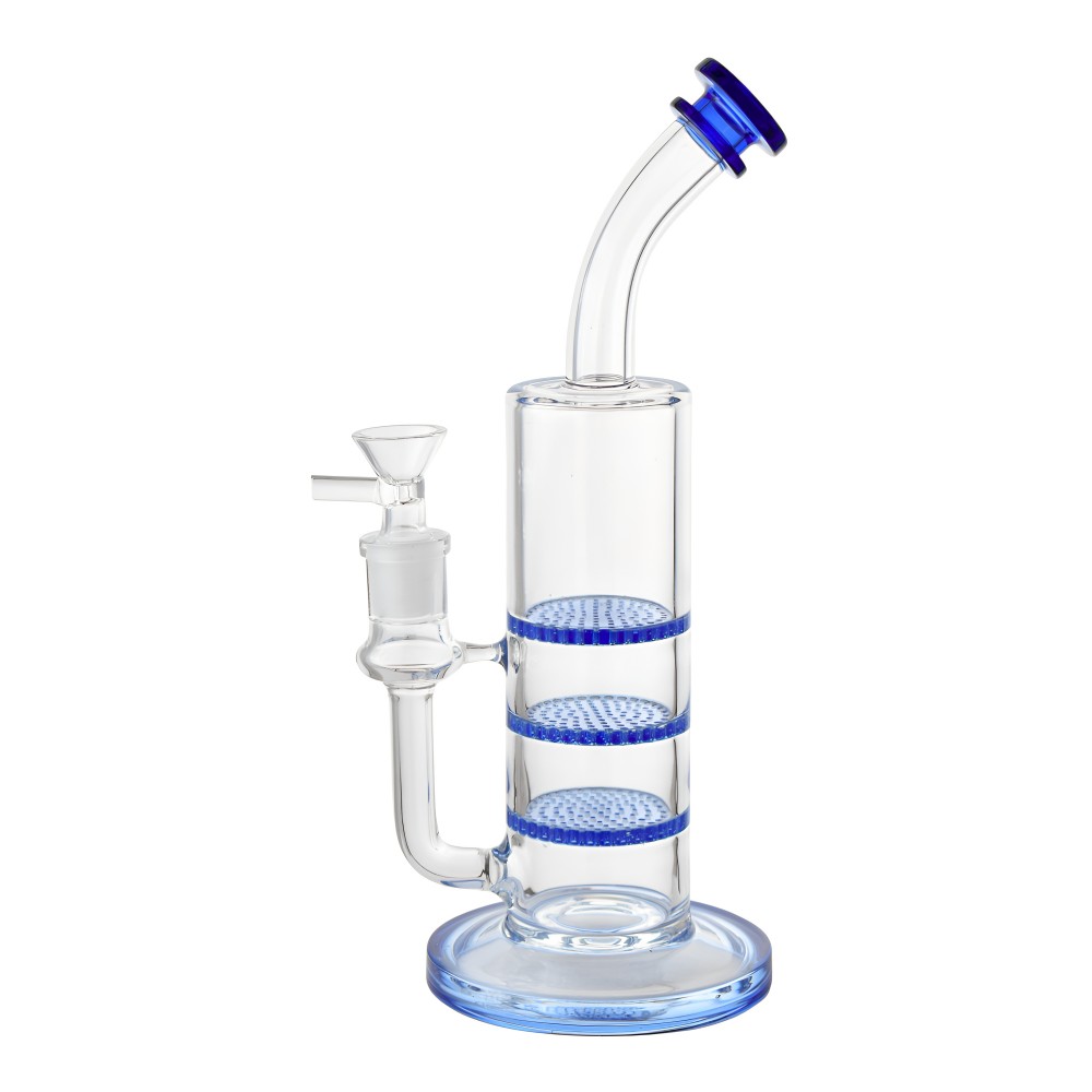 10-inch Triple Honeycomb Perc Water Pipe – Stacked Percolator Glass Bong