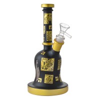9" Black & Gold Regal Emblem Frosted Water Pipe - Assorted [HXCP149S]